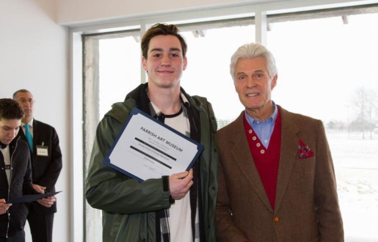 2017 Student Exhibition Award of Excellence recipient, Brendan of Pierson HS with Neill Slaughter