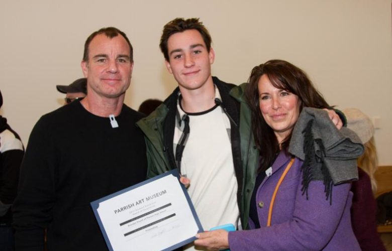 Todd Powell, award recipient Brendan, Maureen Powell
