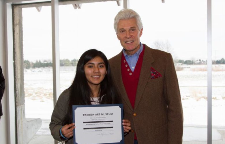 2017 Student Exhibition Award of Excellence recipient, Anna of William Floyd HS with Neill Slaughter