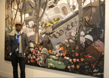Artist Phillip Thomas stands by his work called 