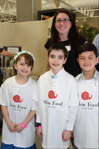 Educator Sarah Maine with student gardeners from Cutchogue East Elementary School