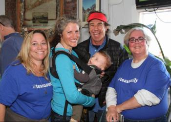 Volunteer Melissa Mahoney, Hilda Forbes, Sully Forbes, Frank Forbes, volunteer Ellen Dioguardi