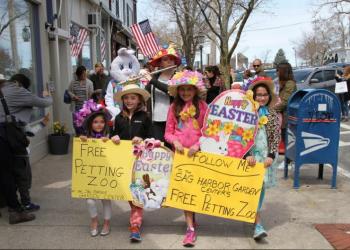 The Easter Bunny and the parade leaders marched to the music played by Bridget Edwards