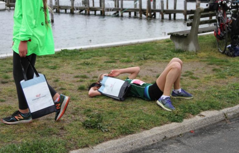 Taking a break after running the 5K
