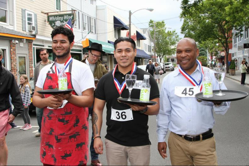Winners from the race, left to right, 2nd place winner Edgar Bocasangre of Crazy Beans, 1st place winner David Galicia of Agave Grill, 3rd place winner Elton McIntyre of Claudio's Restaurant
