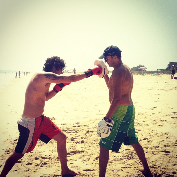 David Lion Rattiner and Yevgeniy Kievskiy boxing in Southampton