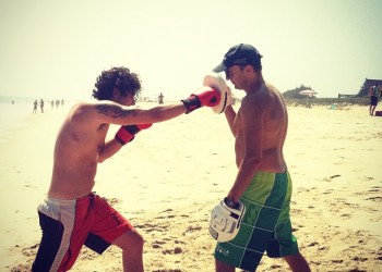 David Lion Rattiner and Yevgeniy Kievskiy boxing in Southampton