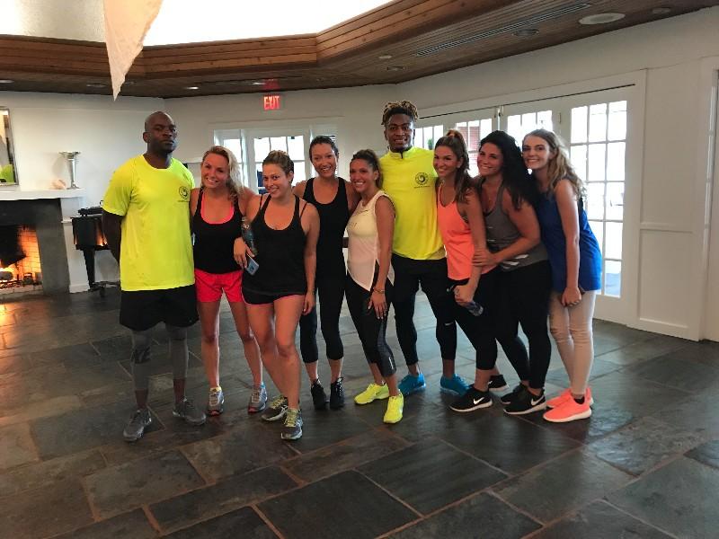 NY Jets Cornerback Buster Skrine and Denver Broncos Cornerback Chris Lewis Harris lef Buster's signature workout, SkrineProSpeed at The Montauk Yacht Club for Path Mentorship