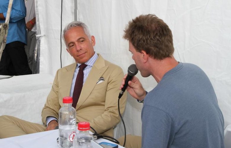 Geoffrey Zakarian getting interviewed