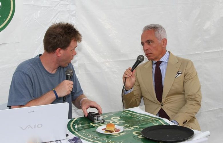 Geoffrey Zakarian getting interviewed