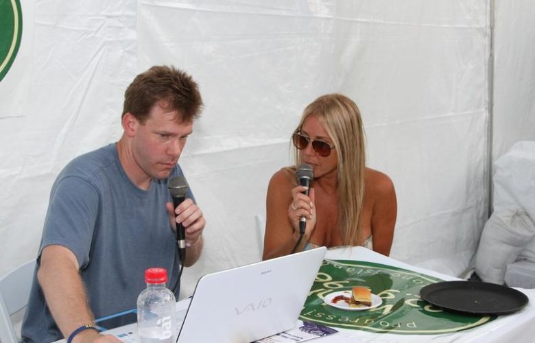 Lynn Calvo of Lynn's Hula Hut being interviewed