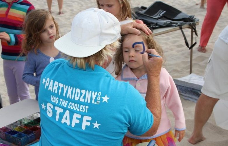 Party Kidz staff painted children's faces. Here's Evelyn, age 3