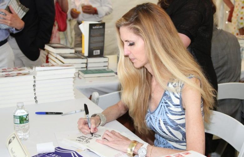 Ann Coulter signing her book "In Trump We Trust: E Pluribus Awesome!"