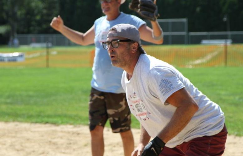 Billy Strong heading for second base