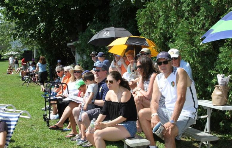 Spectators filled the bleachers