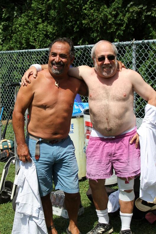 Eric Ernst and Ed Hollander getting ready to don their team shirts