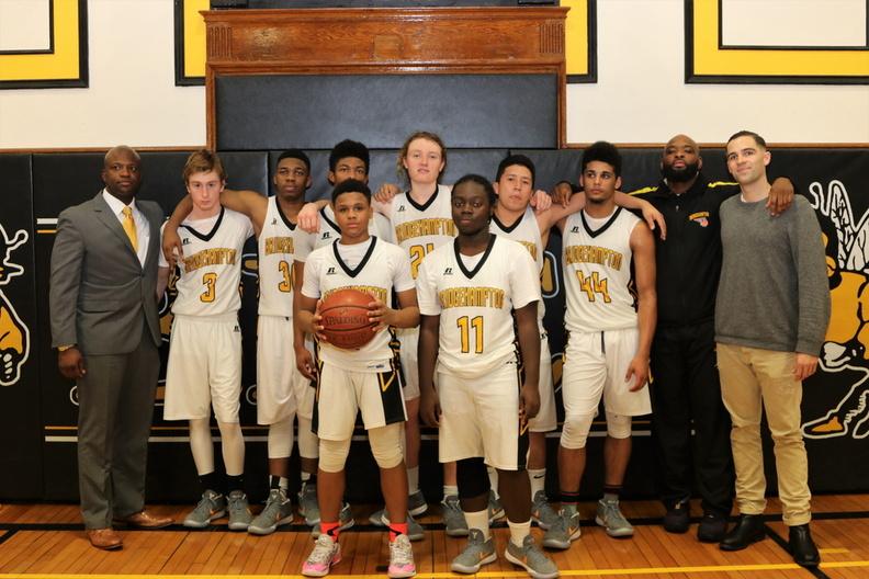 The Killer Bees Boys Basketball Team: Head Coach Ron White, Nathaniel Depasquale, William Walker, Elijah White, Jonathan Degroot, Miguel Maradiaga, Javon Harding, Nae Jon Ward, Jahqur Carr and Assistant Coaches Charles Manning and Max Spooner