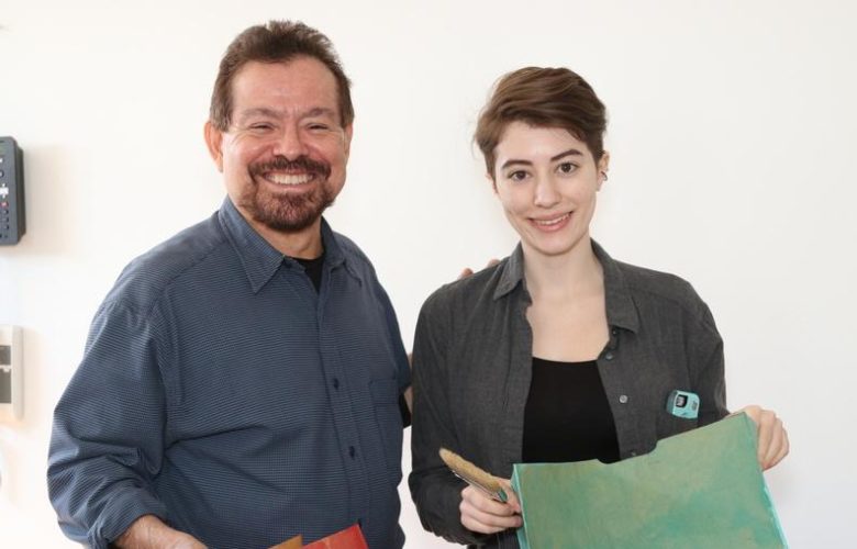 Artist Francisco Alvarado-Juarez with his assistant Camila Marichal