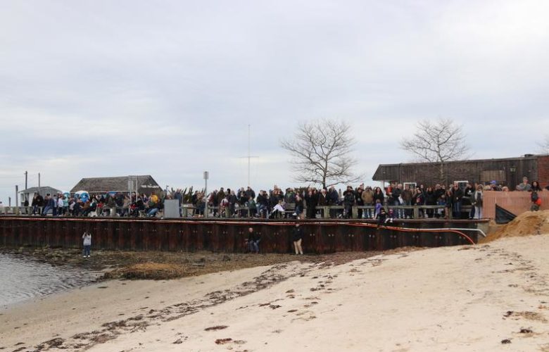Crowds lined up to view the Frosty Plunge