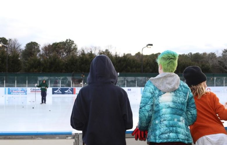 Youngsters watching the ice activities