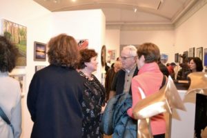 Guests admire the art