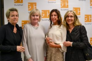 Past winners Jane Martin, Christa Maiwald, Drew Shiflett with 2018 Abstract winner Anne Raymond (second from left)