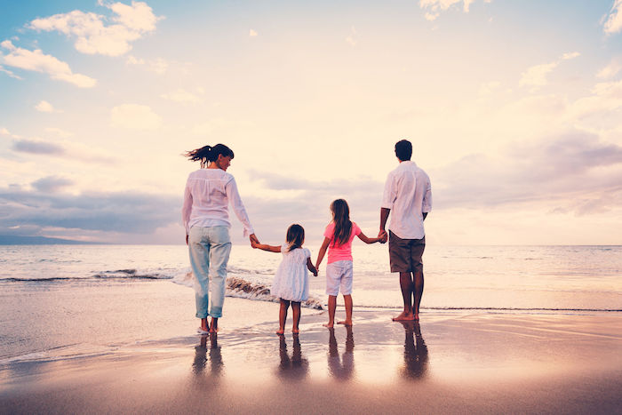 family in the distance
