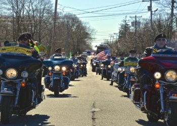 Hampton Bays American Legion Riders started off the parade thunderously.