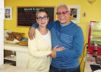 Agora the Little Greek Market owners Joanne Cosonas and Tony Medina.