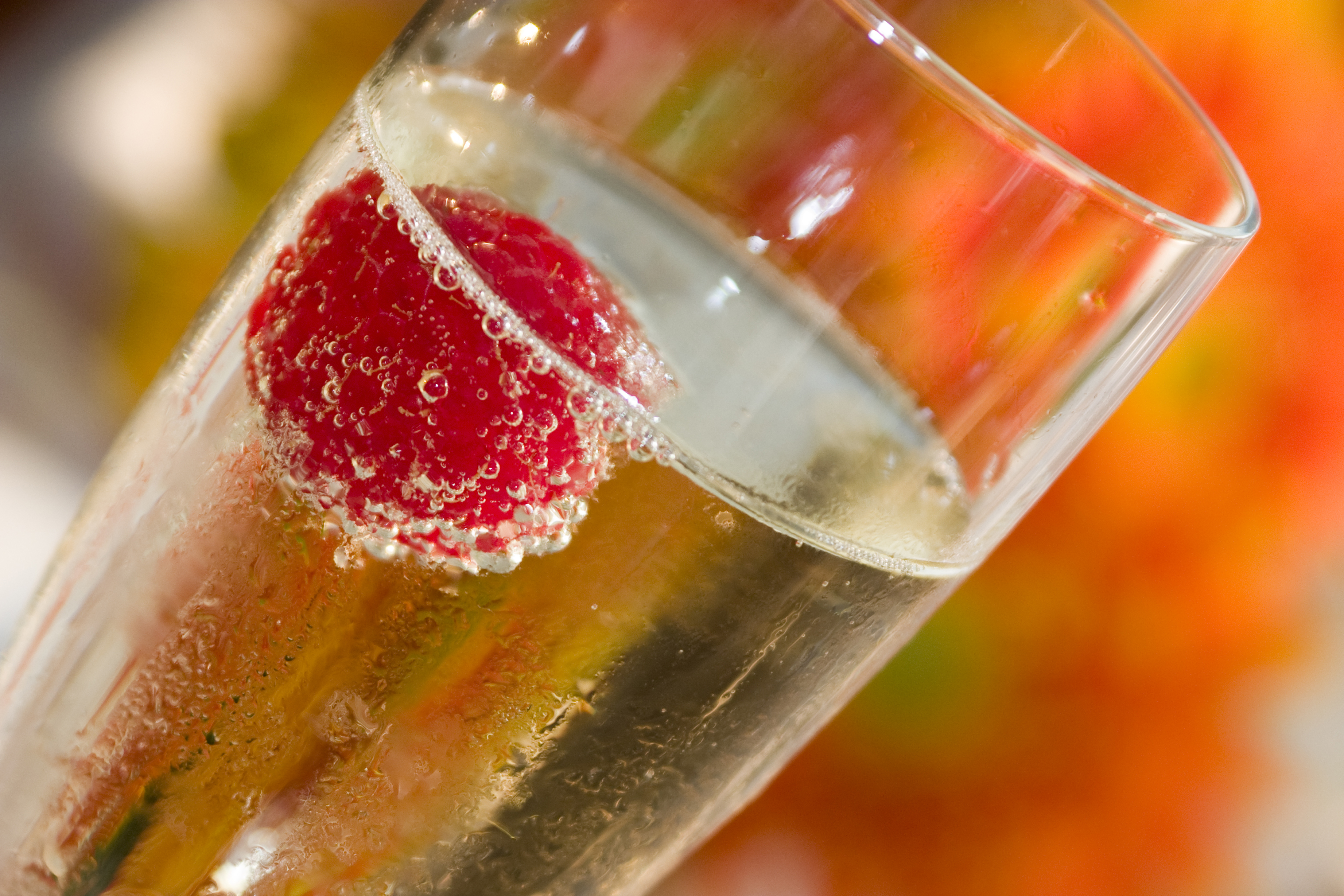 Champagne glass raspberry