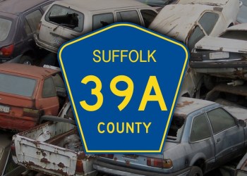 39A sign and crashed cars