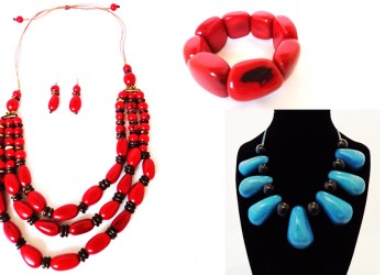 Necklaces and a bracelet by Eco-Vogue.