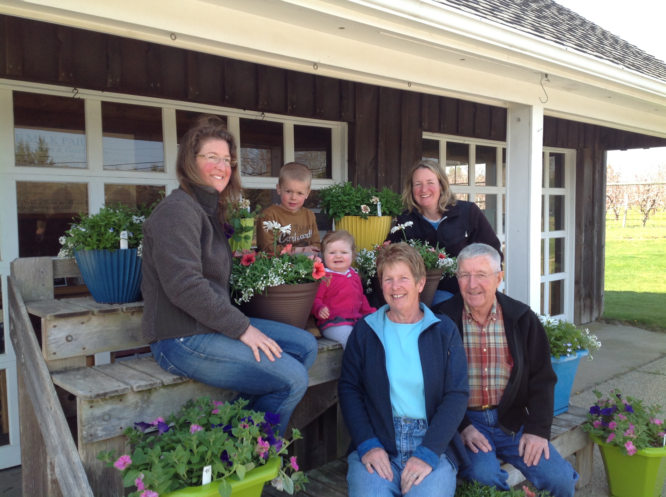 The Halsey family today at The Milk Pail: Amy, Will, Kay, Evelyn, Jenn, John, photo by Jane Julianelli