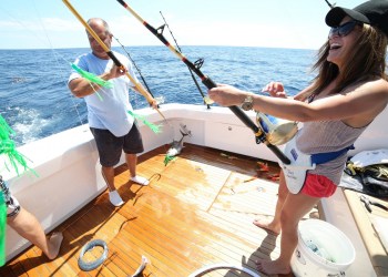 Aboard the Dealers Choice, a 2015 55-foot Viking Convertible.