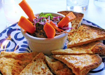 Bean hummus and pita bread appetizer at Dockside Bar & Grille. Credit: Stacy Dermont