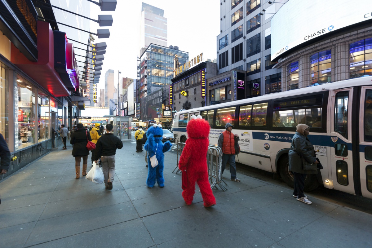 Elmo and Cookie Monster in New York City.
