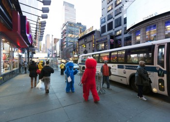 Elmo and Cookie Monster in New York City.