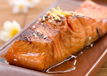 Healthy baked salmon.