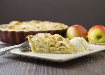 Slice of apple pie and ice cream,
