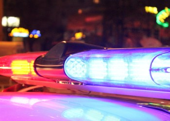 Police lights by night