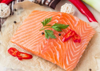 Raw fillets of red fish, salmon, cooking healthy diet dishes