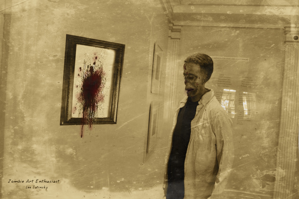 Lee Satinsky is an art aficionado zombie at Guild Hall East Hampton. credit: Dell Cullum