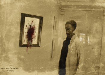 Lee Satinsky is an art aficionado zombie at Guild Hall East Hampton. credit: Dell Cullum