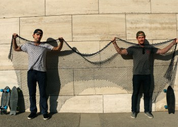 It takes this much net for Bureo to make one skateboard deck—that's a lot of junk net kept out of the ocean.