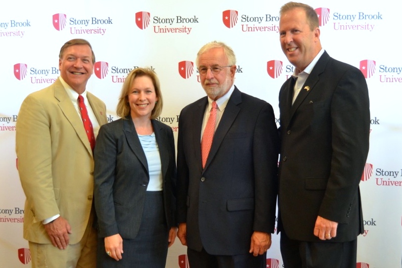 Stony Brook University President Dr. Samuel Stanley, Senator Kirsten Gillibrand, Congressman Tim Bishop and Long Island Association CEO Kevin Law.