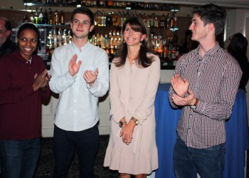 Southampton Town Supervisor Anna Throne-Holst and three of her four children on election night at 230 Elm.