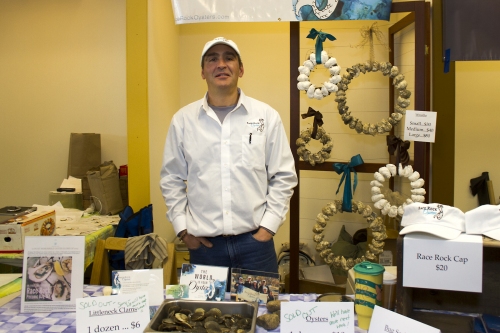 Phil Mastrangelo of Orient's Race Rock Oyster Co. at the Riverhead Farmers Market