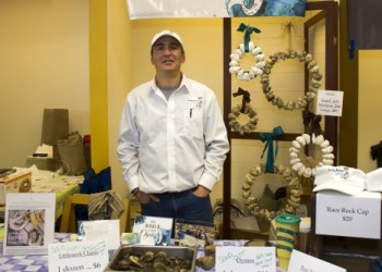 Phil Mastrangelo of Orient's Race Rock Oyster Co. at the Riverhead Farmers Market