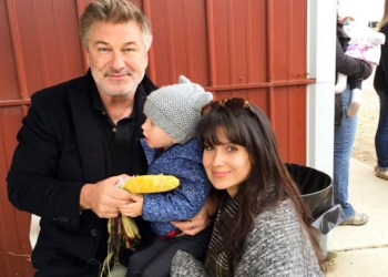 Alec and Hilaria Baldwin with daughter Carmen at Hank's Pumpkintown