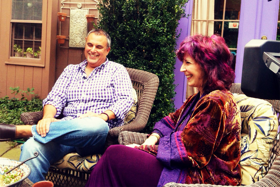 Amy Zerner and George Hirsch film 'George Hirsch Lifestyle' at her studio